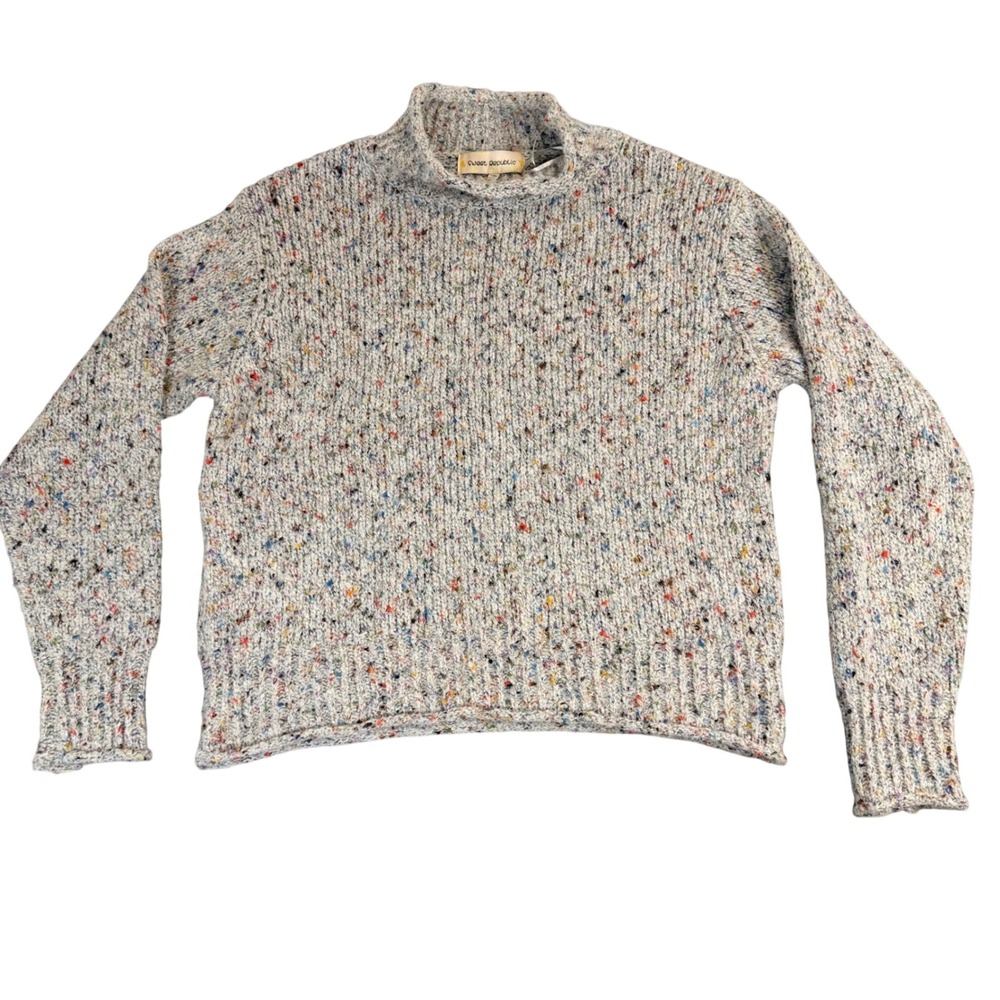 Sweet Republic Mock Neck Confetti Knit Sweater Gray Multi Color Fleck Medium